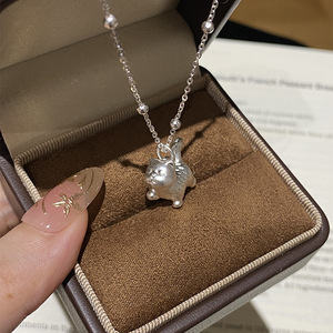 Collar de Cadena de Bambú de Plata de Ley con Gato Tridimensional de Dibujos Animados Estilo Coreano Tichi Foot para Mujer - Product Image 3