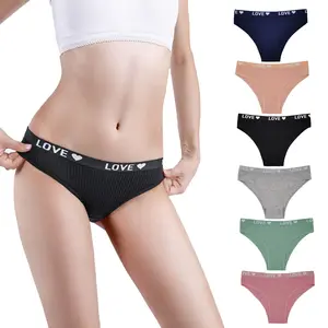 Wholesale Cotton Women's Triangle Pants Sweety Ladies Low Rise Letter Print Sexy Underwear Panties Thongs