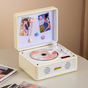 <span class=keywords><strong>Lecteur</strong></span> <span class=keywords><strong>CD</strong></span> magnétique rétro en bois, système musical de bureau, album Kpop, stéréo portable, cadeau d'anniversaire pour la maison ou le bureau - Product Image 6