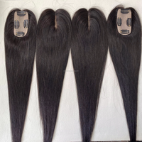 Topper de cheveux humains Remy européens, base en soie, 16 pouces, cheveux humains naturels, pour femmes, couverture de la perte de cheveux