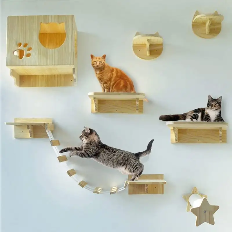 Cat Wall Mount Shelf e Cat Furniture Prateleira madeira Cat Cloud