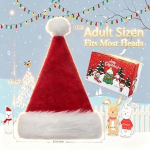 Vente en gros de chapeaux de Père Noël de luxe, fournitures confortables pour les fêtes de Noël pour adultes et enfants, pour la décoration - Product Image 3