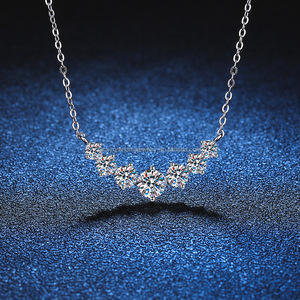 1.7 carat D couleur Moissanite collier pour femme pendentif en argent sterling 925 plaqué avec 950 chaînes de mode en platine - Product Image 1