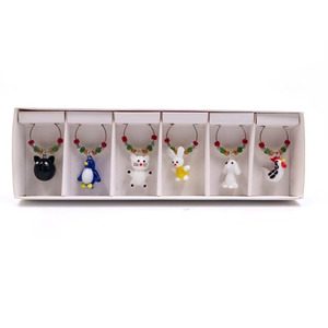 Custom Handmade Lampwork Murano Glass Animal Wine Glass Charms for Drink Identification Party Table and Home Bar Decoration