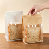 Sac à pain en papier kraft avec fenêtre transparente, fermeture à lien métallique, refermable, pour emballage de pain de mie et produits de boulangerie