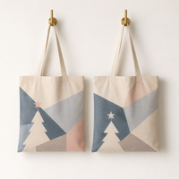 Sac en toile de coton lavable à motif de brindilles de pin, disponible en stock standard ou sur mesure, pochette de transport en tissu pour articles saisonniers de bazar