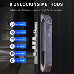 LEZN K20 kunci pintu pintar sidik jari, paling populer pengenalan wajah dengan kamera pengintai kawat Wifi otomatis S