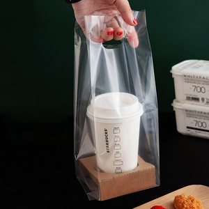 Sacchetto <span class=keywords><strong>di</strong></span> plastica per portabicchieri personalizzato per portabicchieri per tazze bustina <span class=keywords><strong>di</strong></span> tè al latte da asporto in plastica - Product Image 2