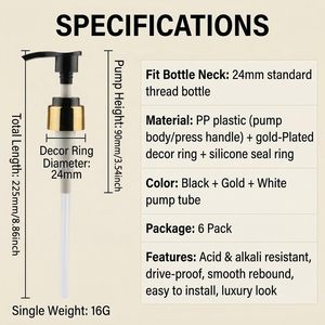 Black Pump Bamboo <b>Shampoo</b> Lotion Bottle <b>Dispenser</b> Lotion Pump 24/410 28/410 - Product Image 3