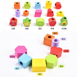 Montessori Preschool Toddler Sorting Stacking Matching <b>Blocks</b> Sequencing Wooden Lacing Beads DIY Toy with Pre-Reading Skills - Product Image 5