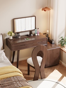 Hiện đại rắn gỗ sồi trang điểm Vanity bàn trang điểm với thắp sáng gương và lưu trữ ngăn kéo cho nội thất phòng ngủ - Product Image 1