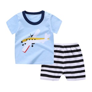 Vente en gros de 2 ensembles de vêtements d'été pour enfants, 100% coton, ensemble de vêtements pour bébé à manches courtes - Product Image 3