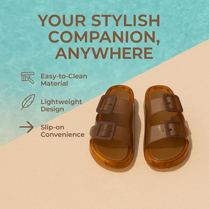 Sandales d'été pour femmes respirantes, imperméables, à double boucle réglable, à enfiler, tendance mode, pour la plage - Product Image 2