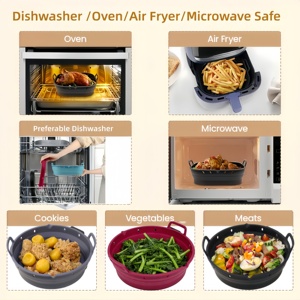 Customize Non stick bpa free Round Foldable Reusable air fryer silicone liners,8.5" reusable silicone air fryer liners - Product Image 4