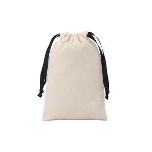 100 Pieces Canvas Cotton Dust Bag Custom Logo Jewelry Packaging Drawstring Pouch With Ribbon Dusty Bag Gift Bag - Product Image 2