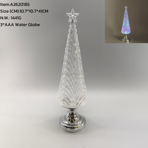 41cm COLORFUL <b>LIGHT</b> XMAS <b>TREE</b> WITH SLIVER BASE WATER GLOBE DECOR - Product Image 5