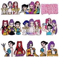 Patch Bordir Karakter Kartun K-POP Demon Hunters - Saja Boys & Huntrx Patch Jahit untuk Dekorasi Pakaian Denim