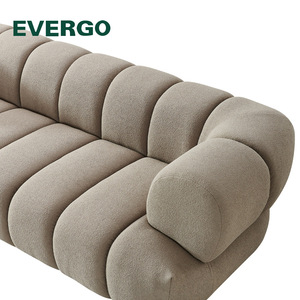 Conjunto de Sofás Modulares Curvos, Tela Bouclé, Sofá de Lujo Estilo Nube, Conjunto de Sofás Seccionales Modernos - Product Image 3