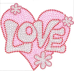 Alla moda del cuore amante fiore rosa rhinestuds pietre motivo di design personalizzato