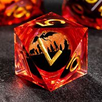 Ensemble de 7 dés DND en résine liquide rouge cramoisi Dragon Moon, faits à la main, dés polyédriques tranchants, pour jeux de société Dungeons & Dragons, coffret cadeau