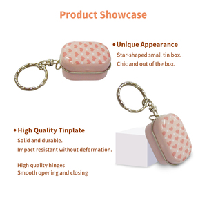 Caja de hojalata de alta calidad personalizada de 40*30*23mm, embalaje rectangular, lata de Metal, tapa abatible rosa, caja de hojalata, llavero para regalo - Product Image 3