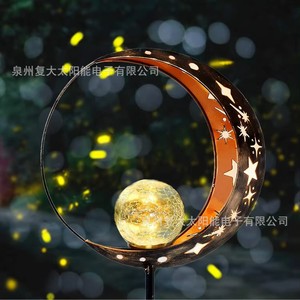 Lámpara Solar de Luna LED con Bola de Cristal, Decoración Colgante de Hierro para Jardín, Iluminación Portátil para Exteriores - Product Image 1