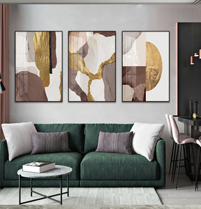3 pezzi astratta oro bianco e grigio <span class=keywords><strong>pittura</strong></span> e arte della parete per la decorazione della casa e della stanza stampa di lusso su poster di tela - Product Image 5
