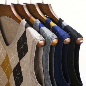 <b>Men's</b> Winter Warm Wool Vest V-Neck <b>Knit</b> <b>Waistcoat</b> Breathable Anti-Wrinkle Windproof Outerwear Cold-Resistant 100% Polyester - Product Image 3