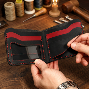 Handmade High Quality RFID Slim Crazy Horse Leather <b>Wallet</b> Men's Bifold Zipper <b>Card</b> <b>Holder</b> Casual Coin Purse - Product Image 4