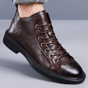 Botas de invierno 2025 estilo retro británico para hombre, con punta redonda, cordones, resistentes al desgaste, de media pantorrilla, parte superior de microfibra, tallas grandes. - Product Image 4