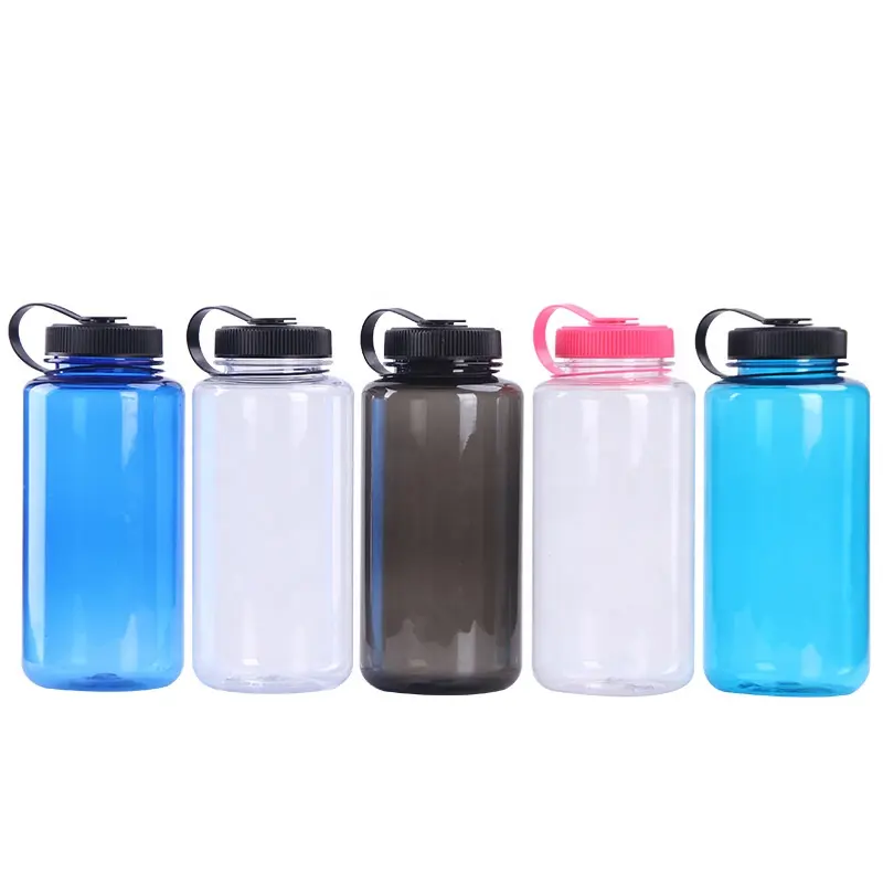 Botella de agua de boca ancha de plástico tritán con tapa personalizada, realzador temprano de 32oz, 1000ml, deportiva, transparente, sin BPA, Nalgene