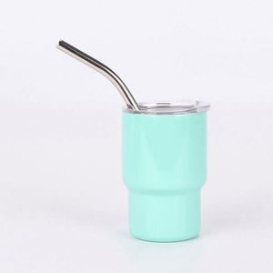 Vaso de Vino de 3oz para Sublimación, Vaso de Acero Inoxidable de Doble Pared, Mini Vaso de 3oz con Tapa y Pajita, Venta al Por Mayor RTS - Product Image 1
