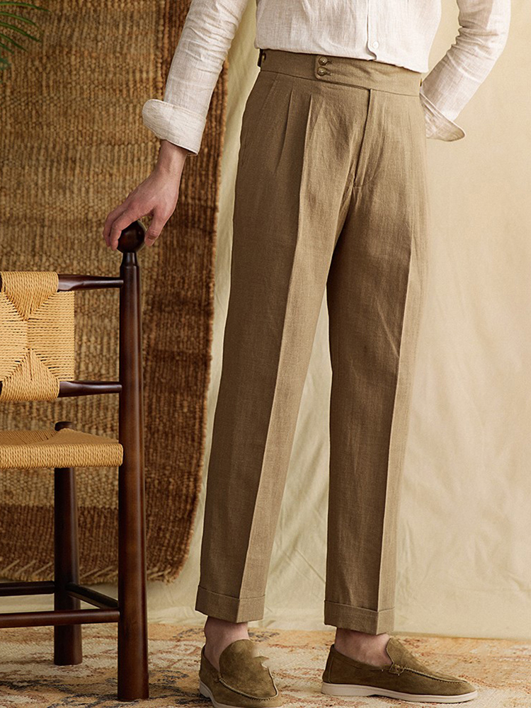 Wholesale waist logo trousers plus ize Business pants High waist Naples trousers Italian double pleated casual Business men's non-ironing pants High