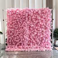 Roze bloemenwand bruiloft achtergrond decoratie feestdecoratie stof bloemenpaneel kunstmatige zijden bloesem bloemenwand