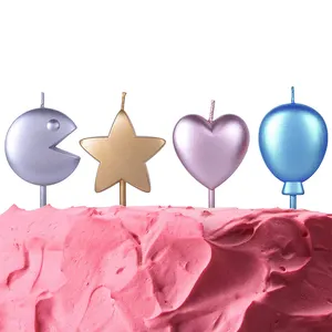 有趣的星星心形气球生日蛋糕儿童和成人蛋糕蜡烛婚礼生日派对装饰蛋糕蜡烛