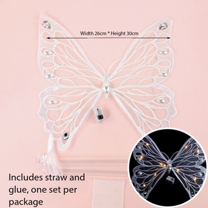 Venta al por mayor de fábrica: Adorno de <span class=keywords><strong>pastel</strong></span> de mariposa de tul con diamantes de imitación y luz LED, decoración de postres para <span class=keywords><strong>cumpleaños</strong></span> y bodas - Product Image 3