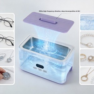 Les fabricants fournissent une machine de nettoyage à ultrasons alimentée par courant alternatif 45 kHz pour usage domestique, pour nettoyer les petites lunettes, les montres, les appareils dentaires, réservoir de 1 L - Product Image 3