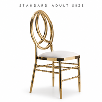 Chaise Chiavari Phénix Doré en Fer Électroplaqué Empilable avec Coussin en PU pour Mariages, Banquets et Location Événementielle