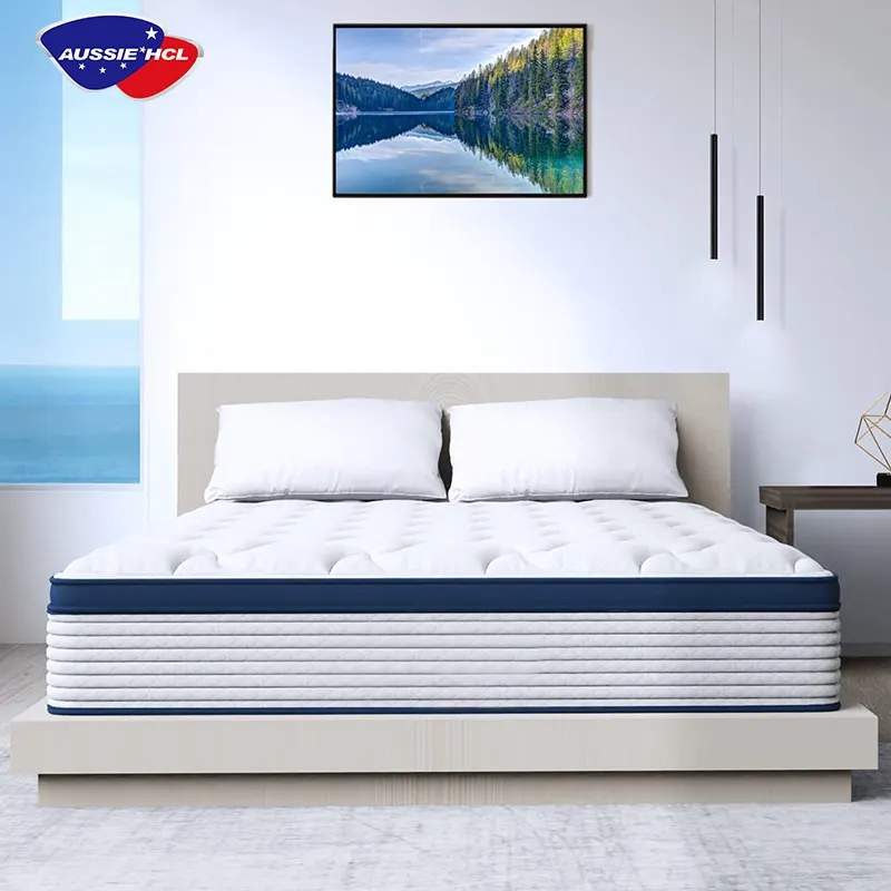 Vente en gros Matelas ignifuges 8-12 pouces Tissu King Size Latex Le meilleur lit à ressorts ensachés Matelas hybride gel mousse à mémoire de forme