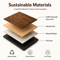 Set de Regalo de Cuaderno Ecológico con Logotipo Personalizado, Hecho con Corcho y Posos de Café, con Bolígrafo, Diario Sostenible A5