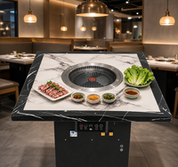 Table de barbecue multifonctionnelle sans fumée pour usage commercial, table de barbecue intégrée auto-purifiante pour la restauration