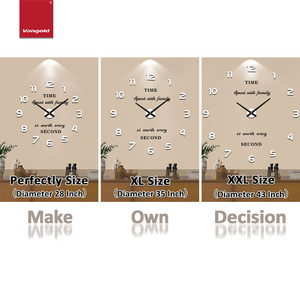 <span class=keywords><strong>Horloge</strong></span> murale DIY en acrylique blanc brillant avec chiffres complets, mécanisme à quartz silencieux, sans perçage, autocollant, décoration pour location de vacances Airbnb, 120 cm - Product Image 4