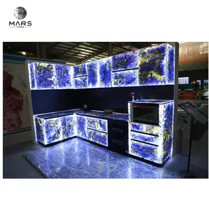 2021 novo design retroiluminado azul sonho safira granito mármore oníx quartzite para cozinha bancada e luz gabinete e retroiluminado b