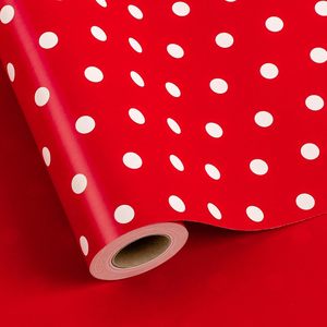 Polka Dots Reversible <b>Wrapping</b> <b>Paper</b> Roll 17 Inch X 33 Feet Red White Christmas Holiday Gift Craft Packaging - Product Image 1