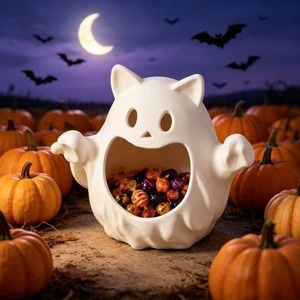 Ciotola Decorativa 3D a Forma di Gatto Fantasma per Caramelle, Ornamento da Tavolo per Halloween - Product Image 3
