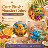 Koin Monster Kartun Tembaga Murni 999 1 oz Terbatas, Relief 3D, Dilukis UV, Edisi Khusus Seperti Proof