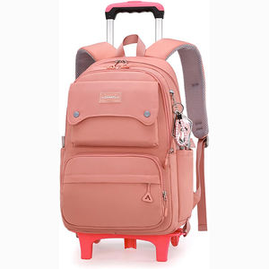 Fashion Students' School Backpack Nylon Lining <b>With</b> Removable Trolley <b>Wheels</b> Zipper for Stair Climbing Economical China - Product Image 1