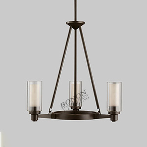 Lustre de villa moderne en fer forgé avec petit abat-jour en verre à hauteur réglable pour le salon des hôtels - Product Image 1