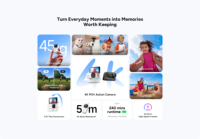 Caméra d'action TELESIN S10 4K ultra HD 64G avec carte mémoire intégrée, contrôle sans fil, 45g légère, flexible, étanche 5M
