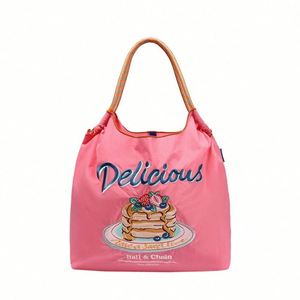 Eco-Friendly Nylon Fabric Embroidered Flower <b>Backpack</b> and Handbags Designed for Supermarket Usage - Product Image 6